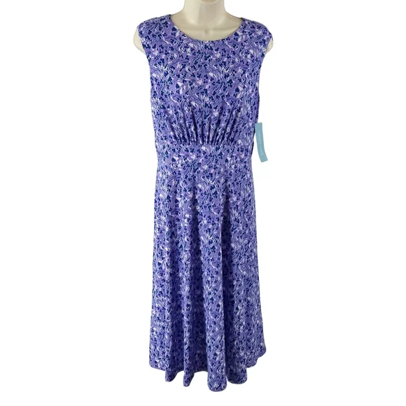 London Times Purple Floral Midi Dress - Picture 1 of 8